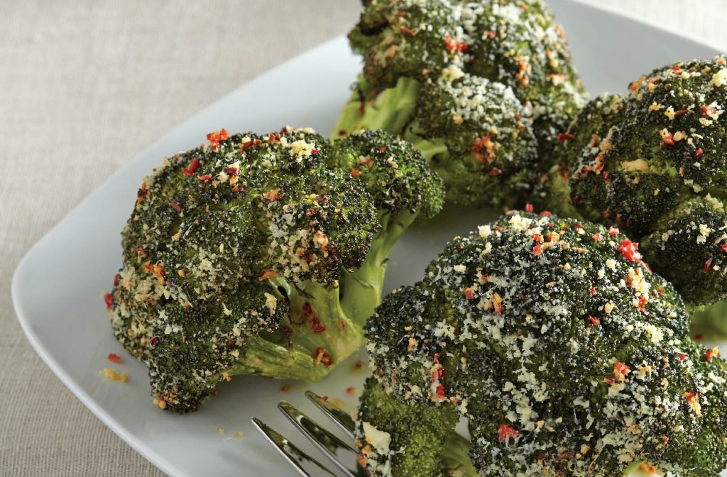 Parmesan and chili roasted broccoli crowns Family Foods